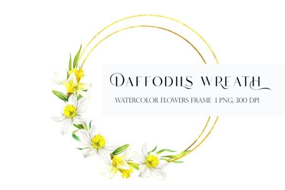 Download Daffodils Wreath Watercolor Flower Png - Premium Resources