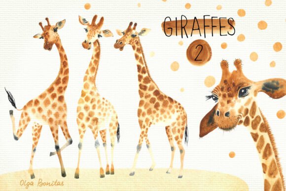 Download Watercolor Giraffes Hand Painted - Premium Resources