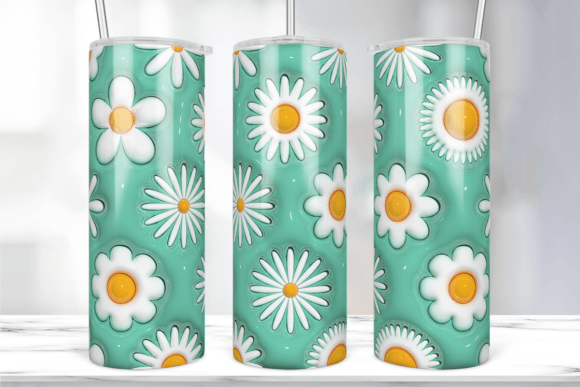 Download White Daises Inflated Tumbler Wrap PNG - White Collection