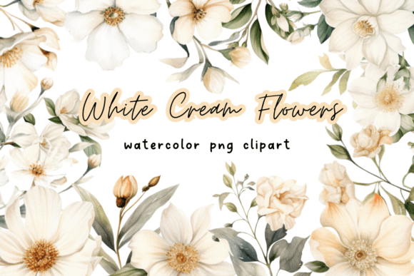 Download White Cream Watercolor Flower Clipart - Premium Resources