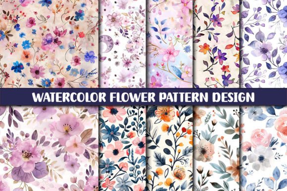 Download Watercolor Flower Pattern Design - Watercolor flower Collection