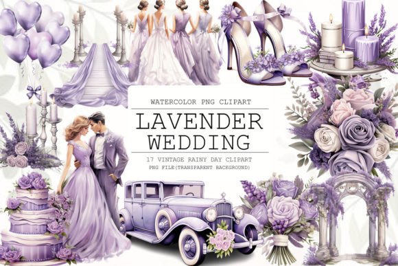 Download Lavender Wedding Watercolor Clipart - Lavender wedding Collection