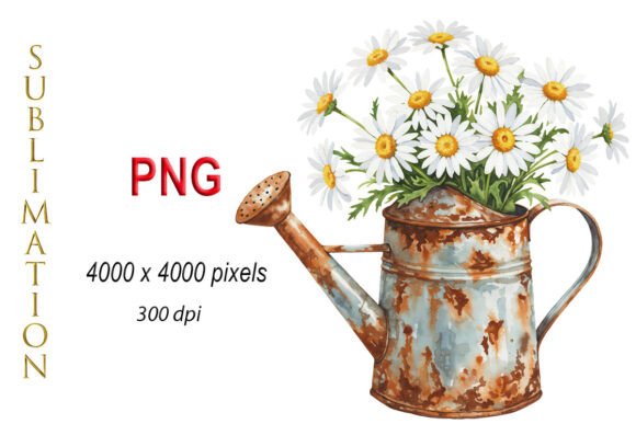 Download Daisies, Watercolor Flowers in Can PNG - Watercolor flower Collection