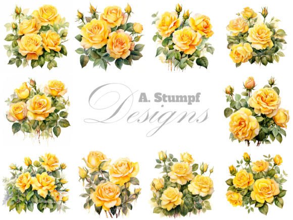 Download Yellow Roses Watercolor Flowers Clipart - Watercolor flower Collection