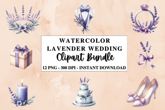 Download Watercolor Lavender Wedding Clipart - Lavender wedding Collection