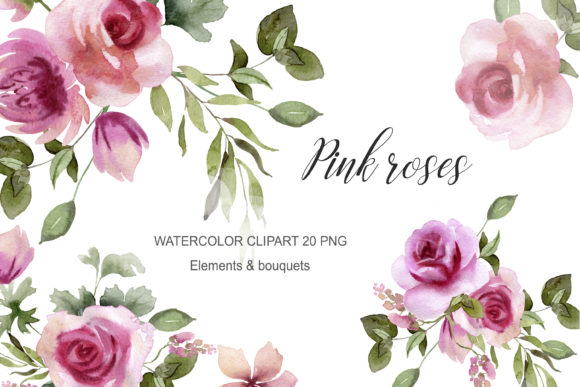 Download Watercolor Flowers Pink Rose Clipart - Watercolor flower Collection