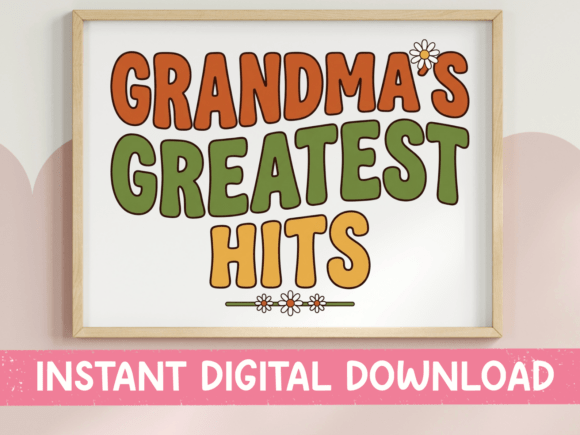 Download Grandmas Greatest Hits Retro Daisy Print - Daisy print Collection