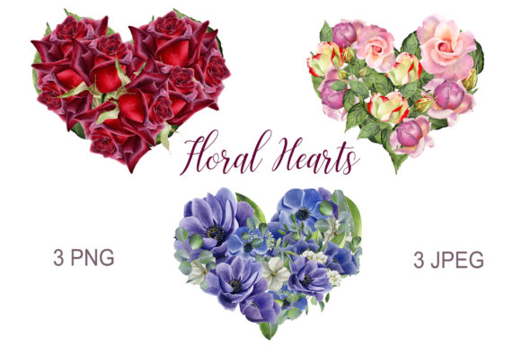 Download Floral Hearts. Watercolor Flower Clipart - Watercolor flower Collection