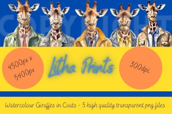 Download Watercolour Giraffes in Jackets - Premium Resources
